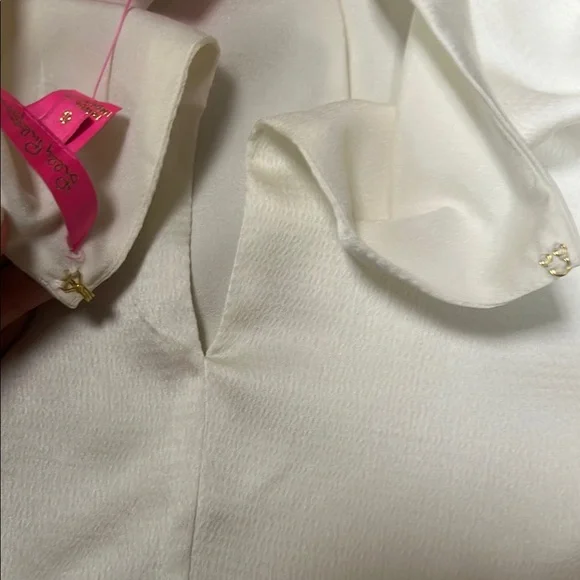 Lilly Pulitzer White Peplum Blouse with Puff Sleeves - Picture 6 of 6